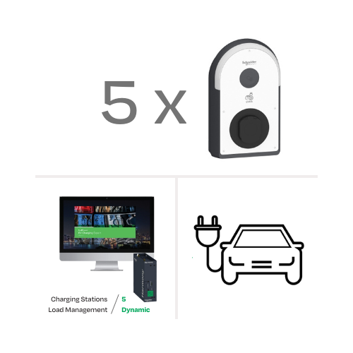 5 Station - EVLink Pro 22kW AC Charger + DLMS Package | 15 x EVB3S22N4 + HMIBSCEA53D1ESS